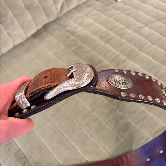 Turquoise and Silver Leather Belt - Picture 4 of 10